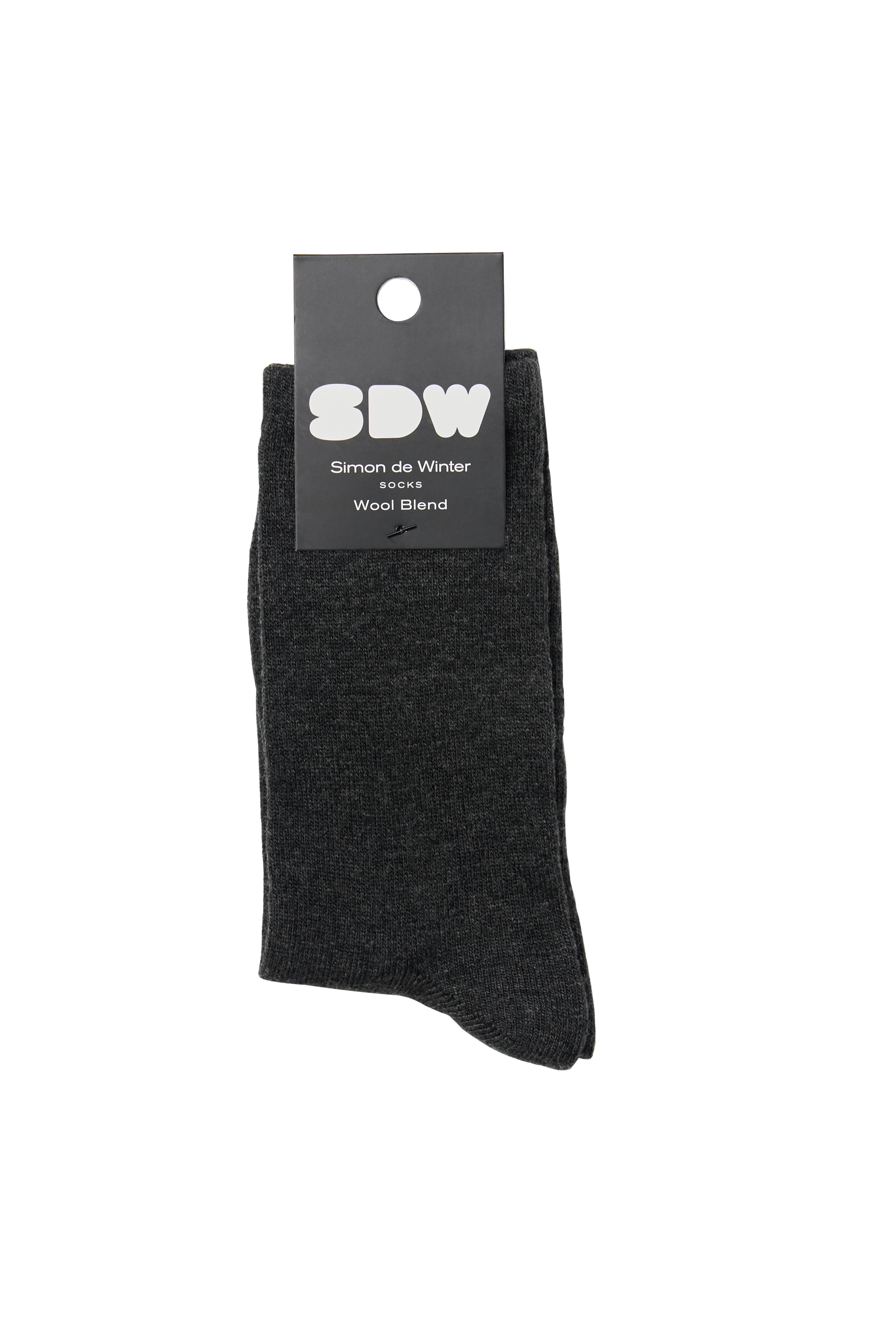 Simon de Winter Women's Plain Wool Crew Socks in Dark Grey Marle