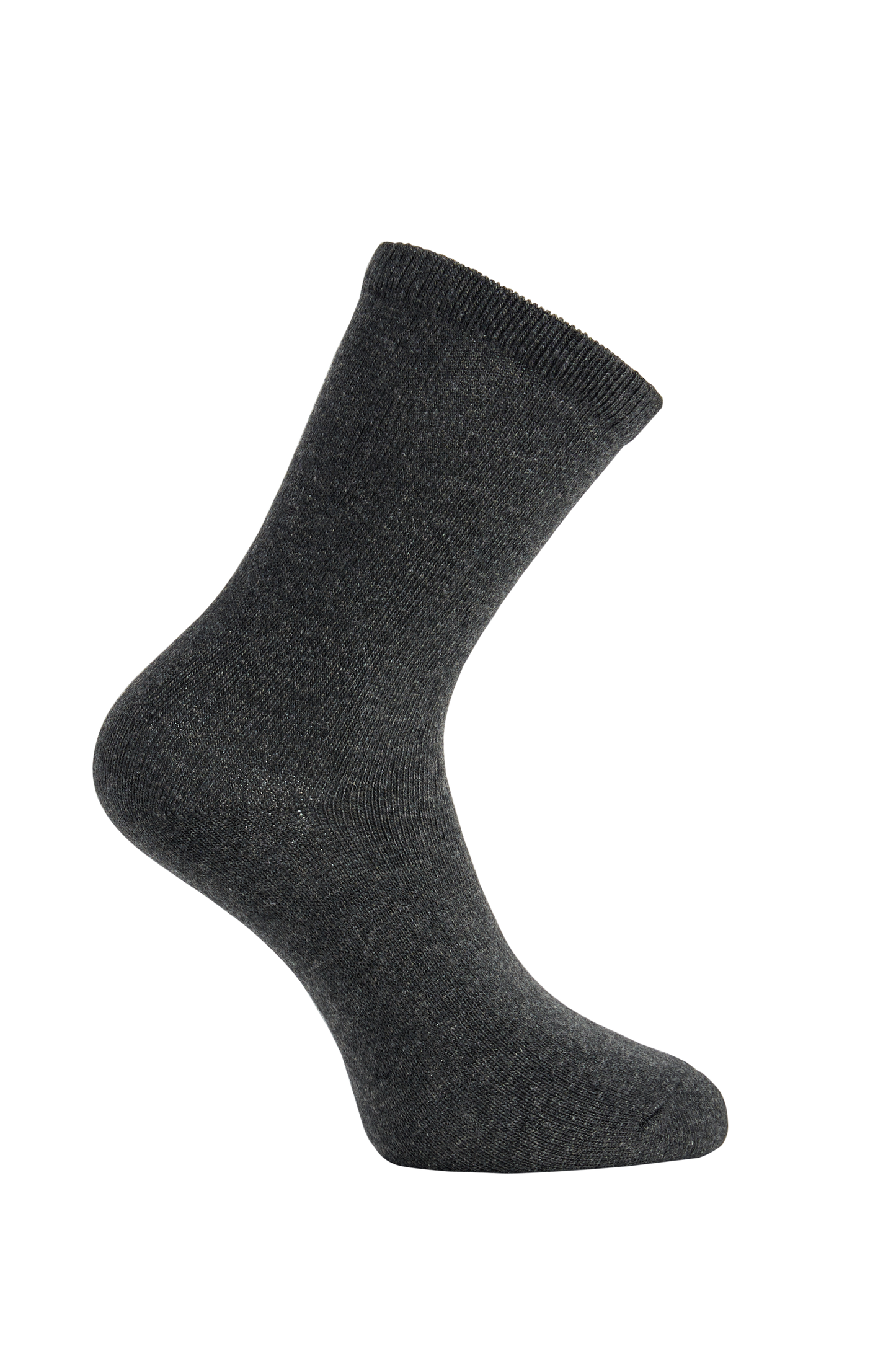 Side heel of Simon de Winter Women's Plain Wool Crew Socks in Dark Grey Marle