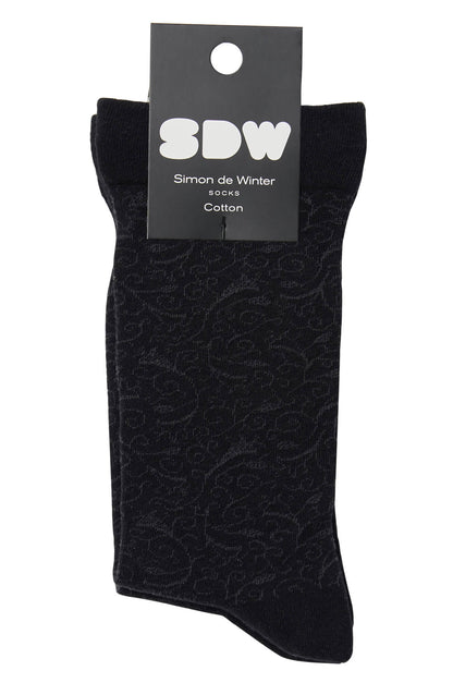 Simon de Winter 2 Pack Women's Circulation Comfort Cotton Crew Socks in Black