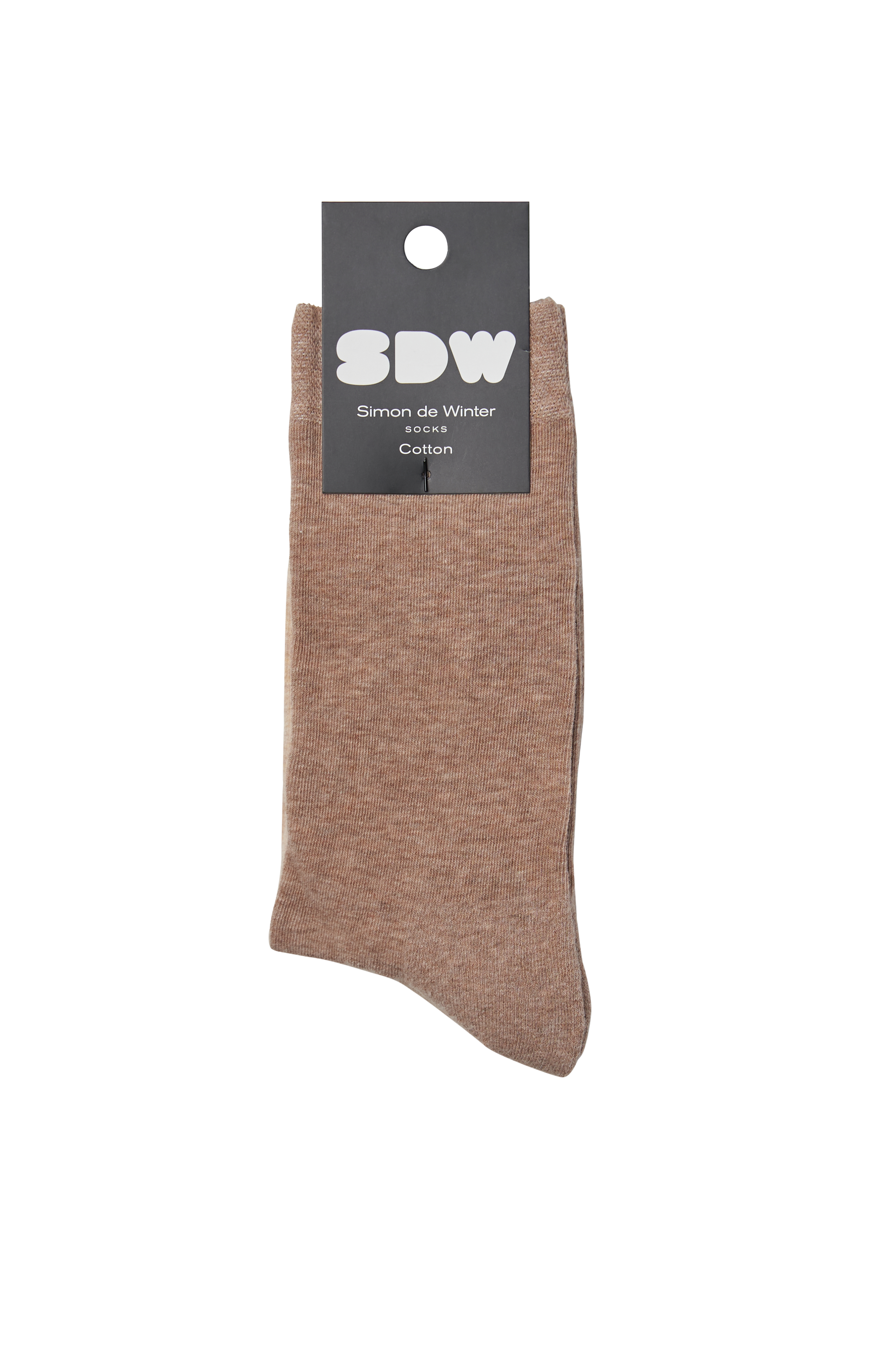 Simon de Winter 2 Pack Women's Plain Comfort Cotton Crew Socks in Taupe Marle