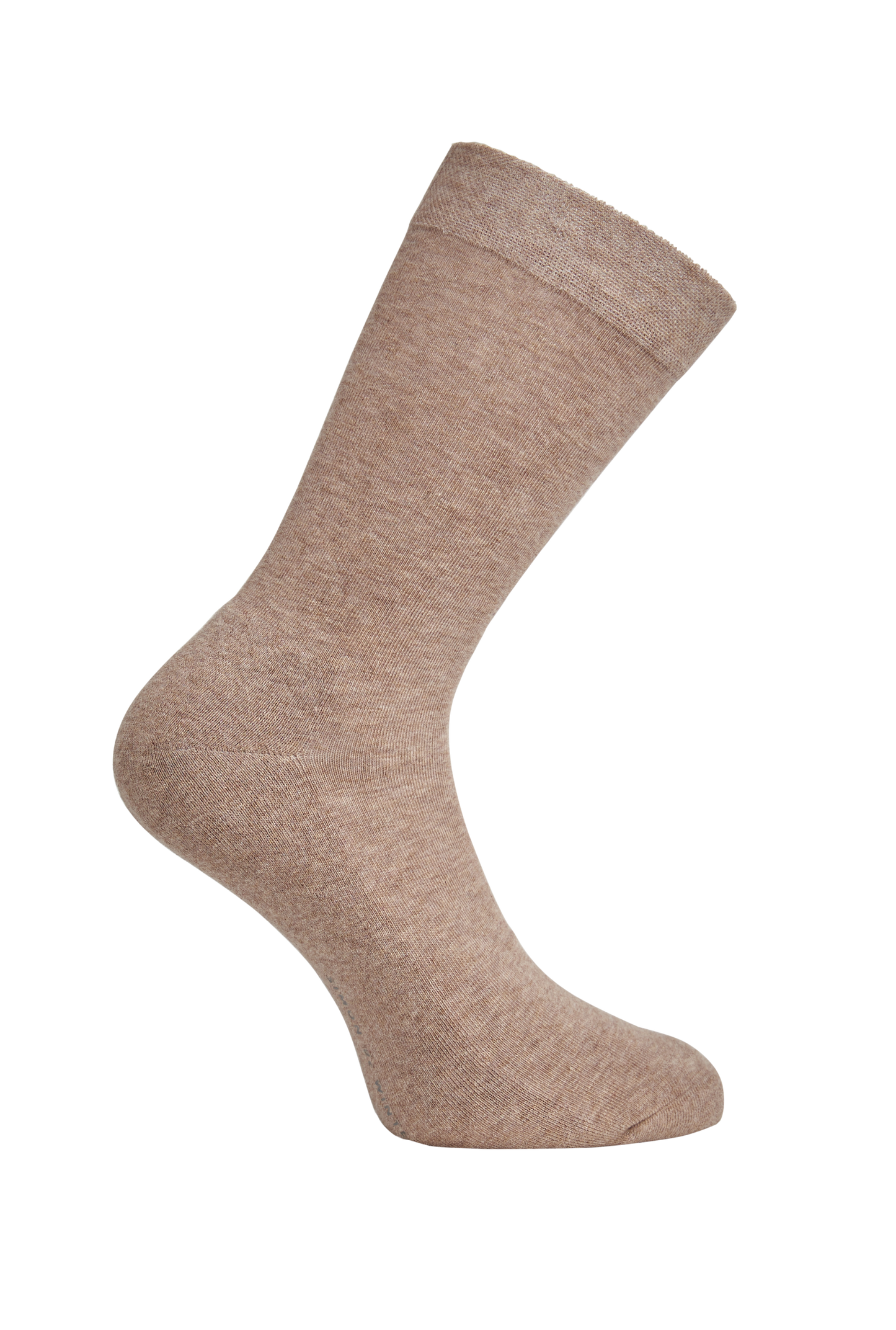 Side of Simon de Winter Women's Plain Comfort Cotton Crew Socks in Taupe Marle