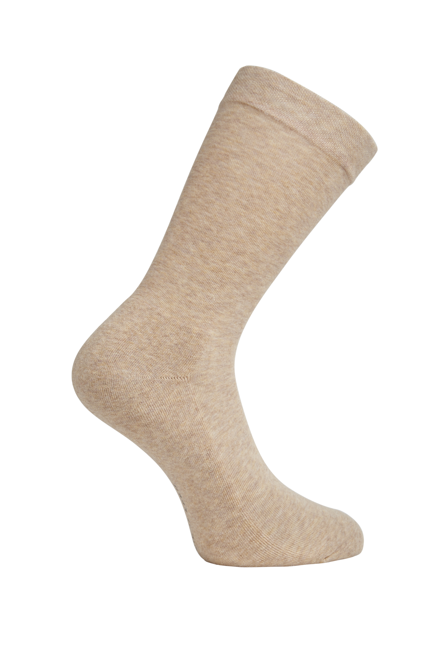 Side heel of Side of Simon de Winter Women's Plain Comfort Cotton Crew Socks in Taupe Marle