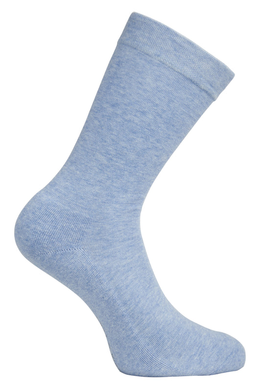 Side of Simon de Winter Women's Plain Comfort Cotton Crew Socks in Denim Light Blue