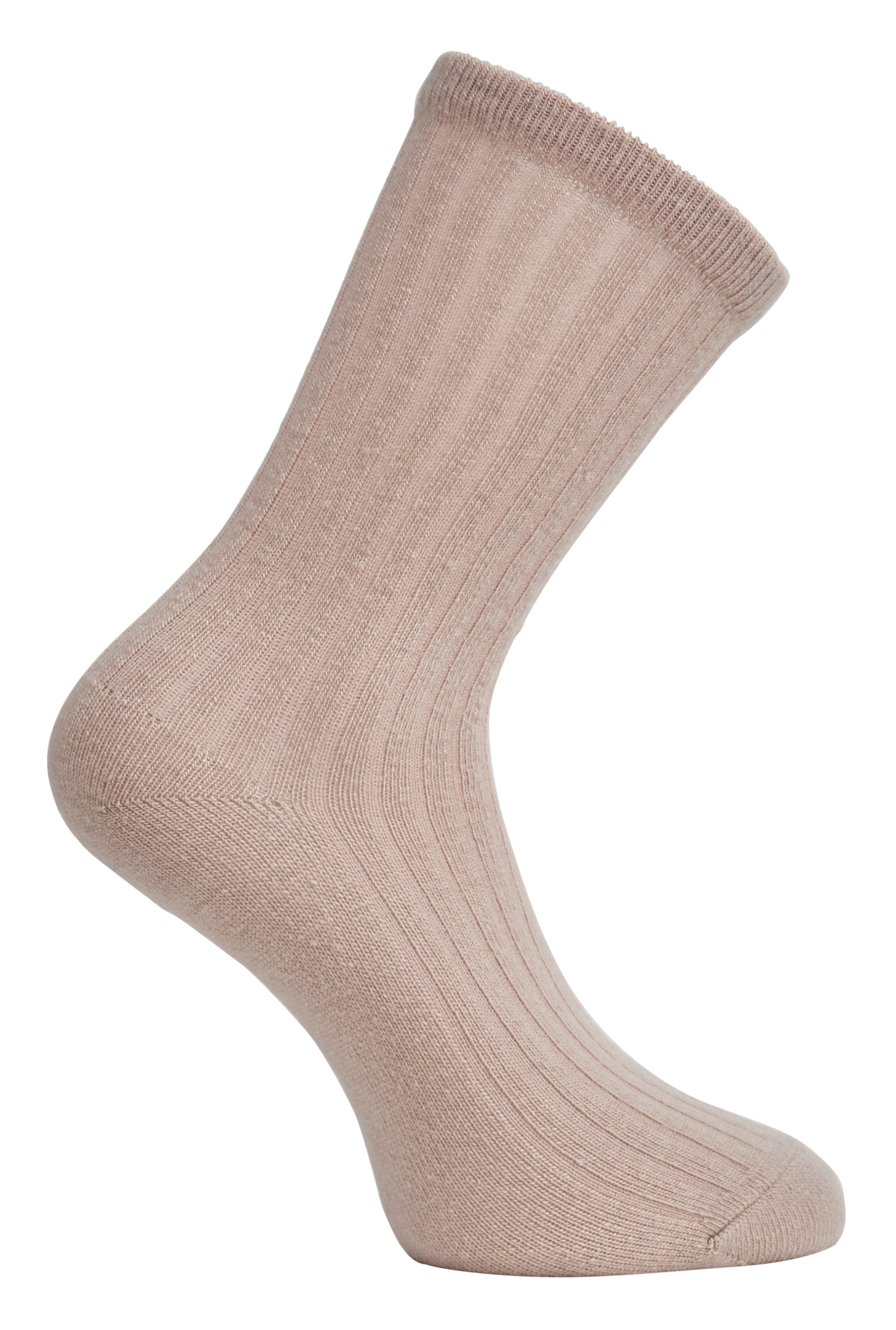 Side heel of Simon de Winter Women's Rib Wool Crew Socks in Smokey Rose