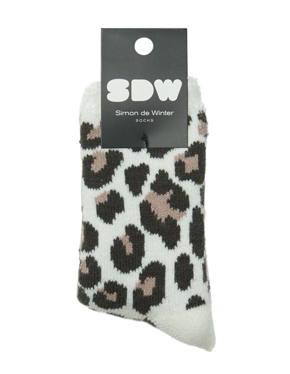 Simon de Winter Women's Leopard Plush Lined Home Socks