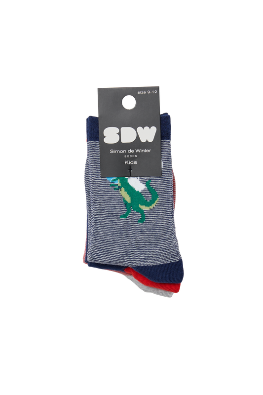 Simon de Winter - 3 Pack Kids Space Dino Crew Socks