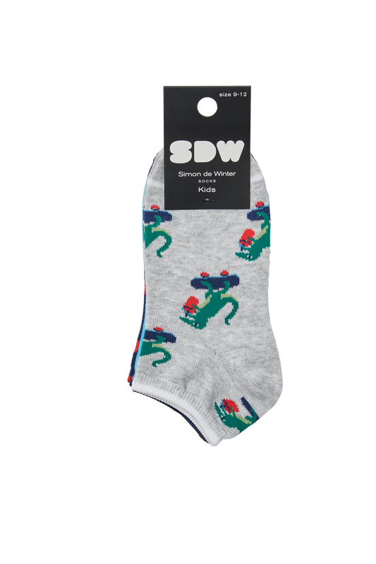 Simon de Winter 3 Pack Kids Low Cut Dino Socks