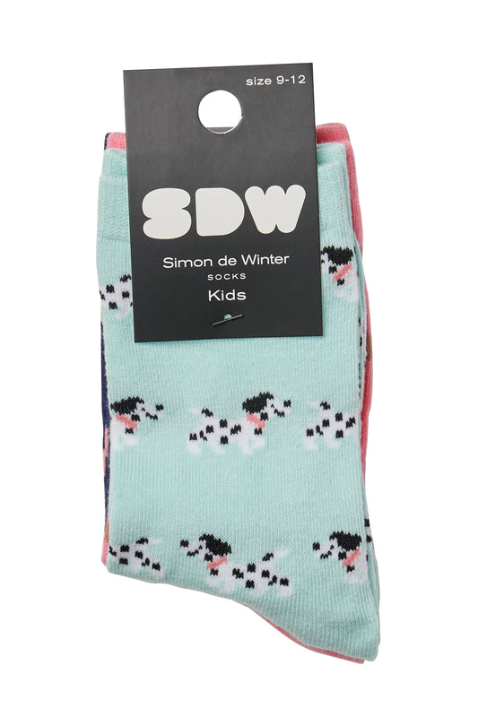 Simon de Winter 3 Pack Kids Puppy Crew Socks