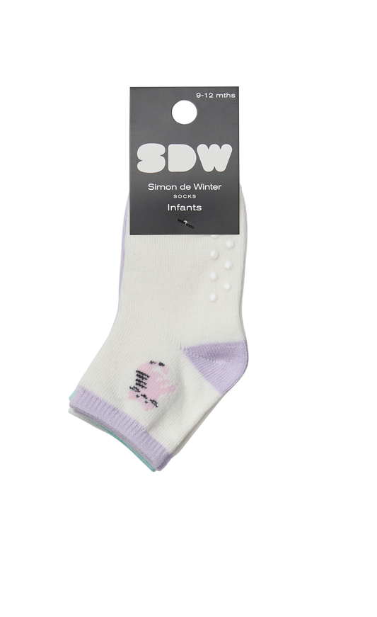 Simon de Winter 3 Pack Baby Cat Crew Socks