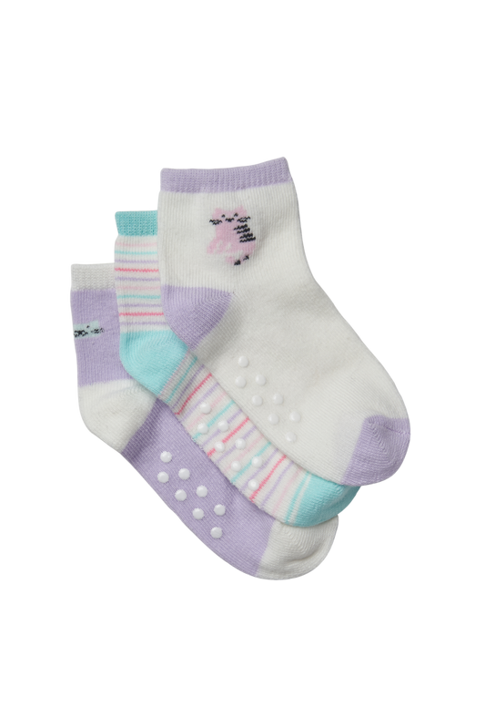 Simon de Winter 3 Pack Baby Cat Crew Socks in Multi Colours