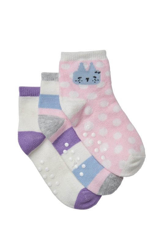 Simon de Winter 3 Pack Baby Bunny Crew Socks in Multi Colours