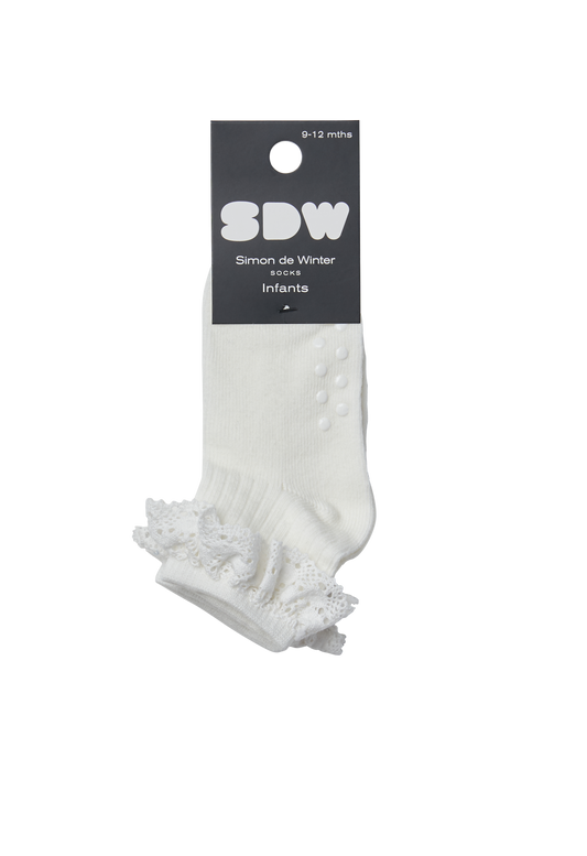 Simon de Winter Baby Frill Crew Socks in Ivory