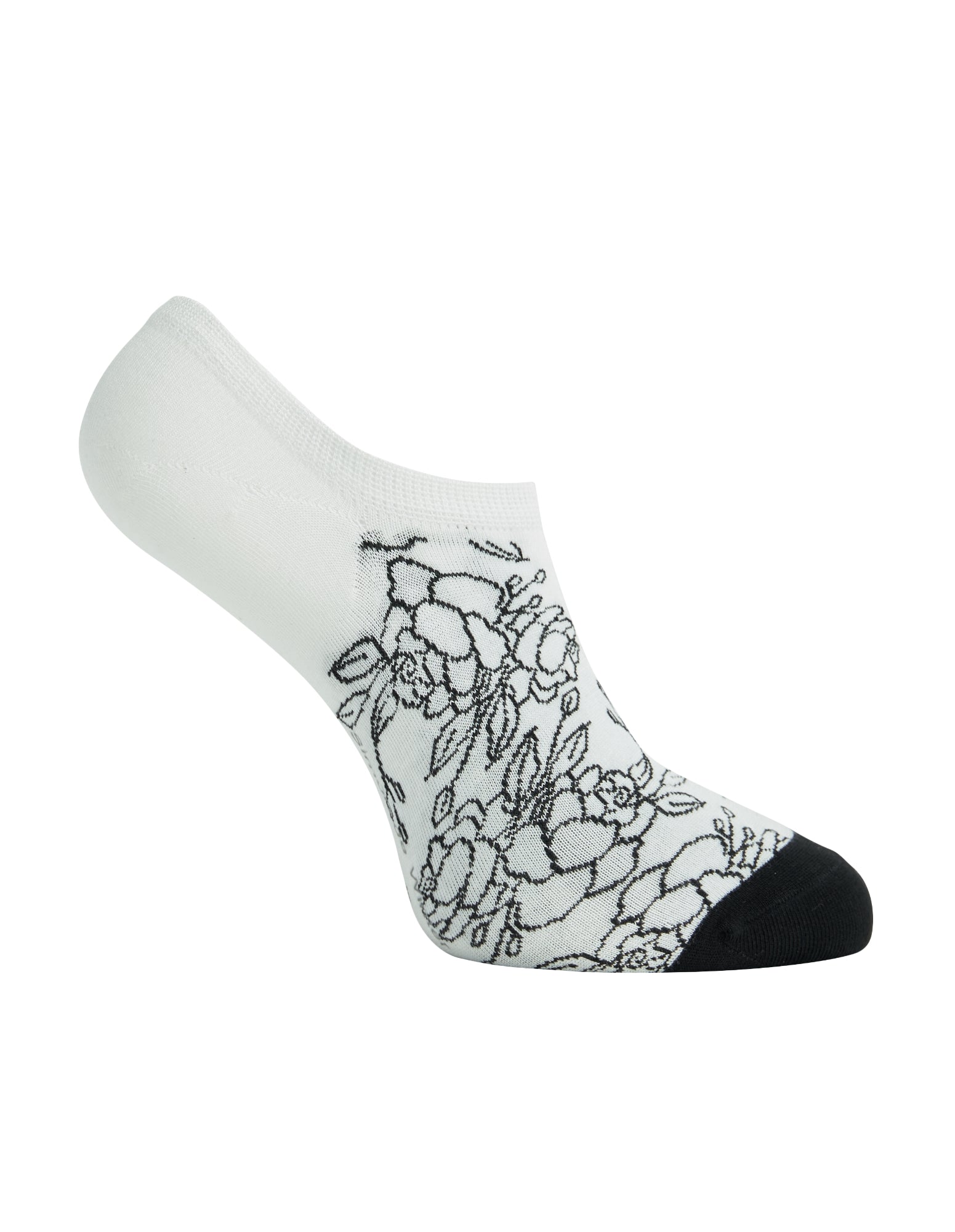 Side heel of Simon de Winter Women's Floral Viscose from Bamboo No Show Socks in Ivory