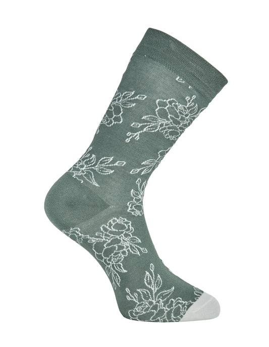 Side heel of Simon de Winter Women's Floral Viscose from Bamboo Crew Socks