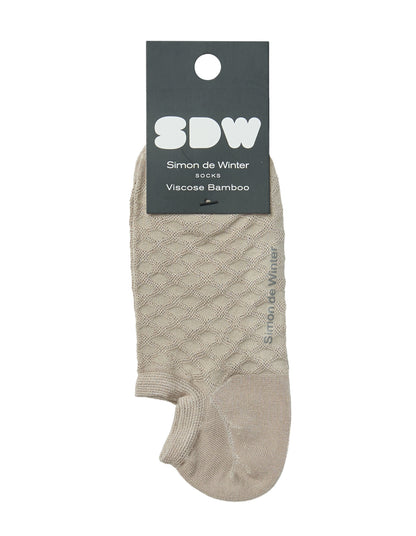 Simon de Winter Women's Textured Viscose from Bamboo No Show Socks in Stone