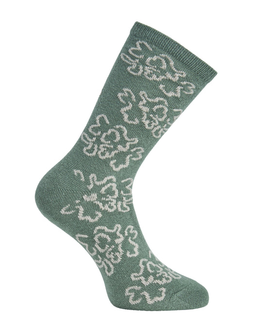 Side of Simon de Winter Women's Wool Crew Socks in Night Moss/Smokey Rose