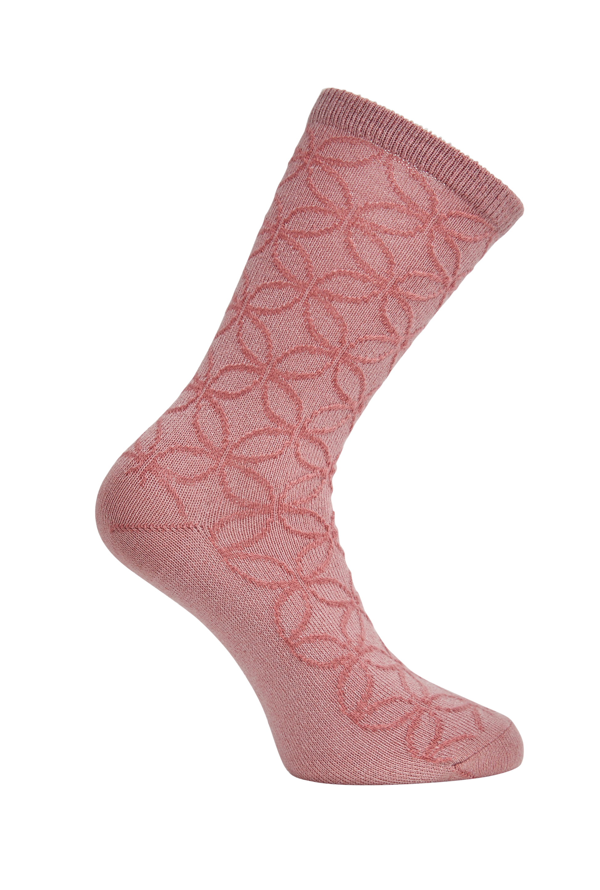 Side heel of Simon de Winter Women's Wool Crew Socks in Smokey Rose/Cinnamon