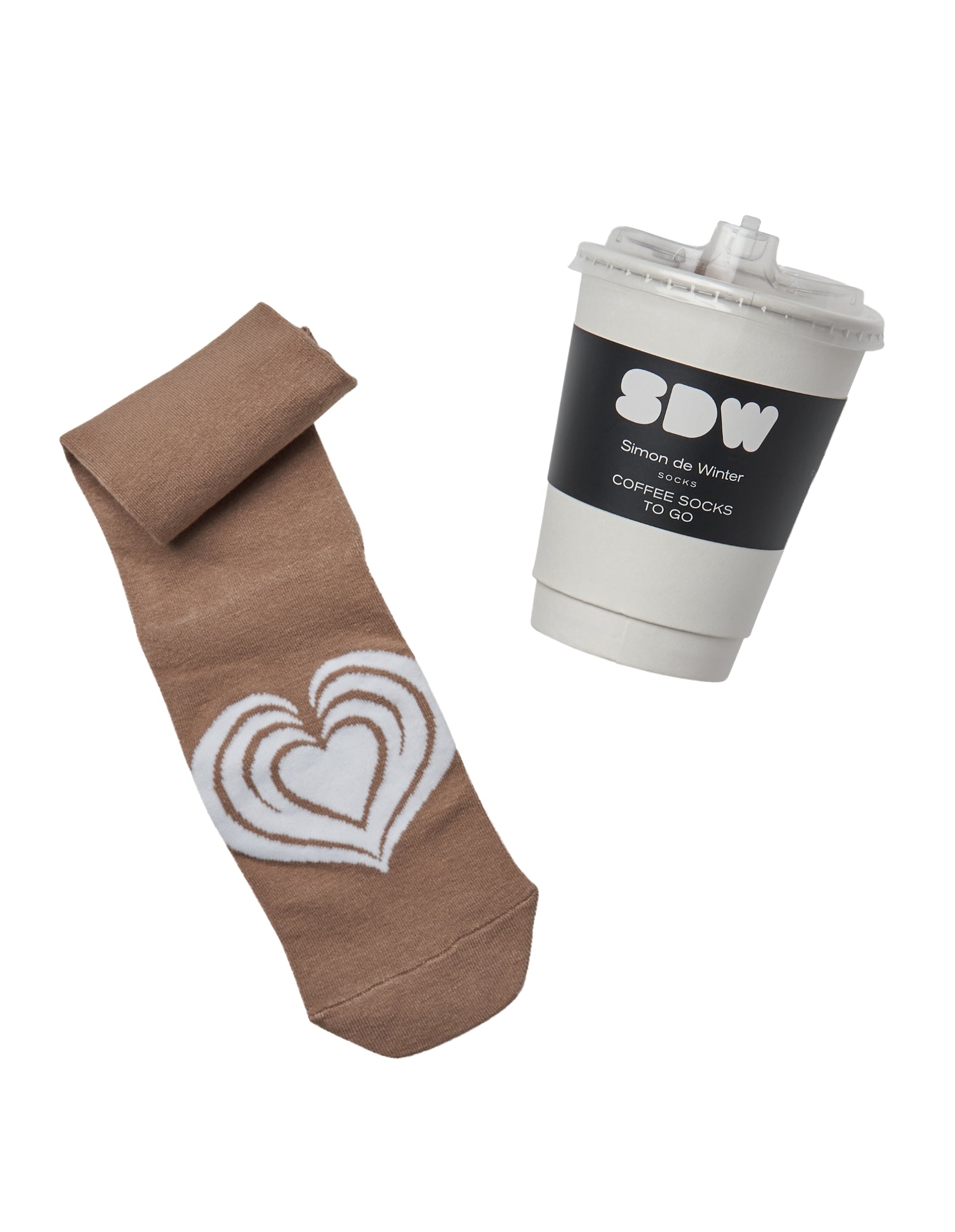Simon de Winter Women's Coffee Cup Socks in coffee packaging