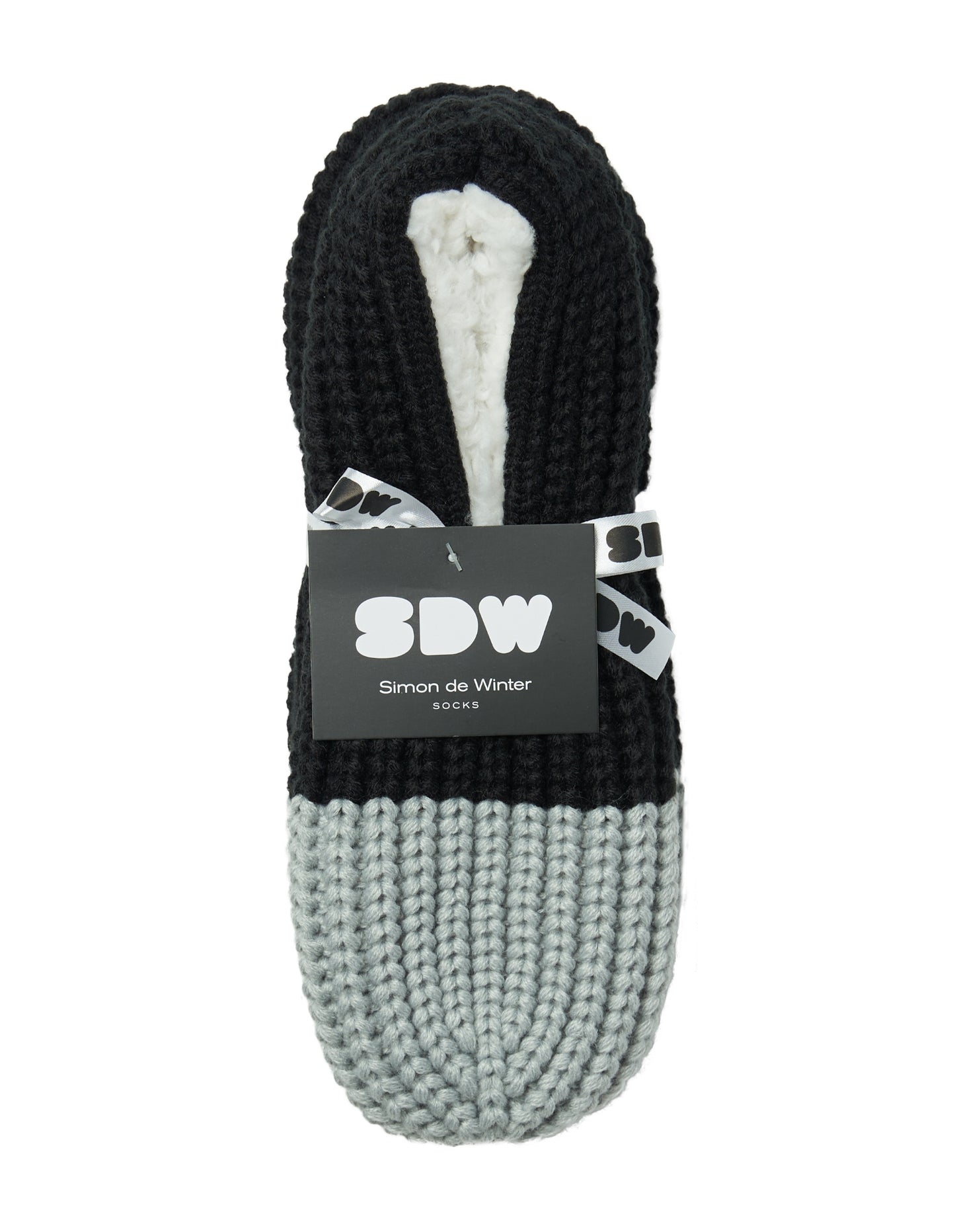 Simon de Winter Women's Slipper Home Socks in Black/Cloud Grey