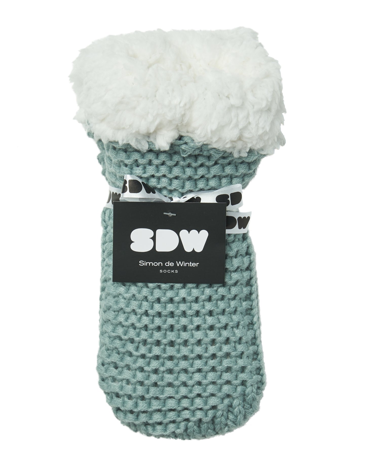 Simon de Winter Women's Chunky Knit Home Socks in Mineral Blue