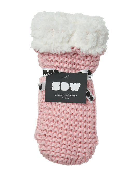Simon de Winter Women's Chunky Knit Home Socks in Smokey Rose