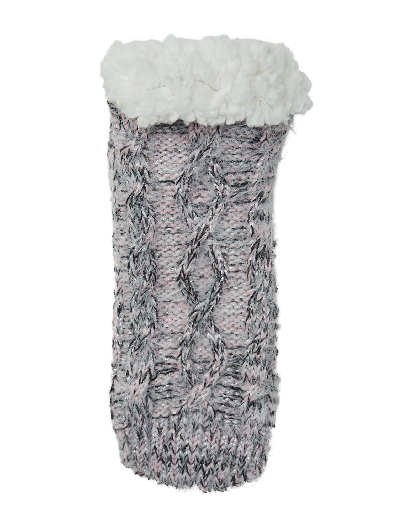 Top of Simon de Winter Women's Sherpa Lined Metallic Twisted Home Socks In Soft Pink