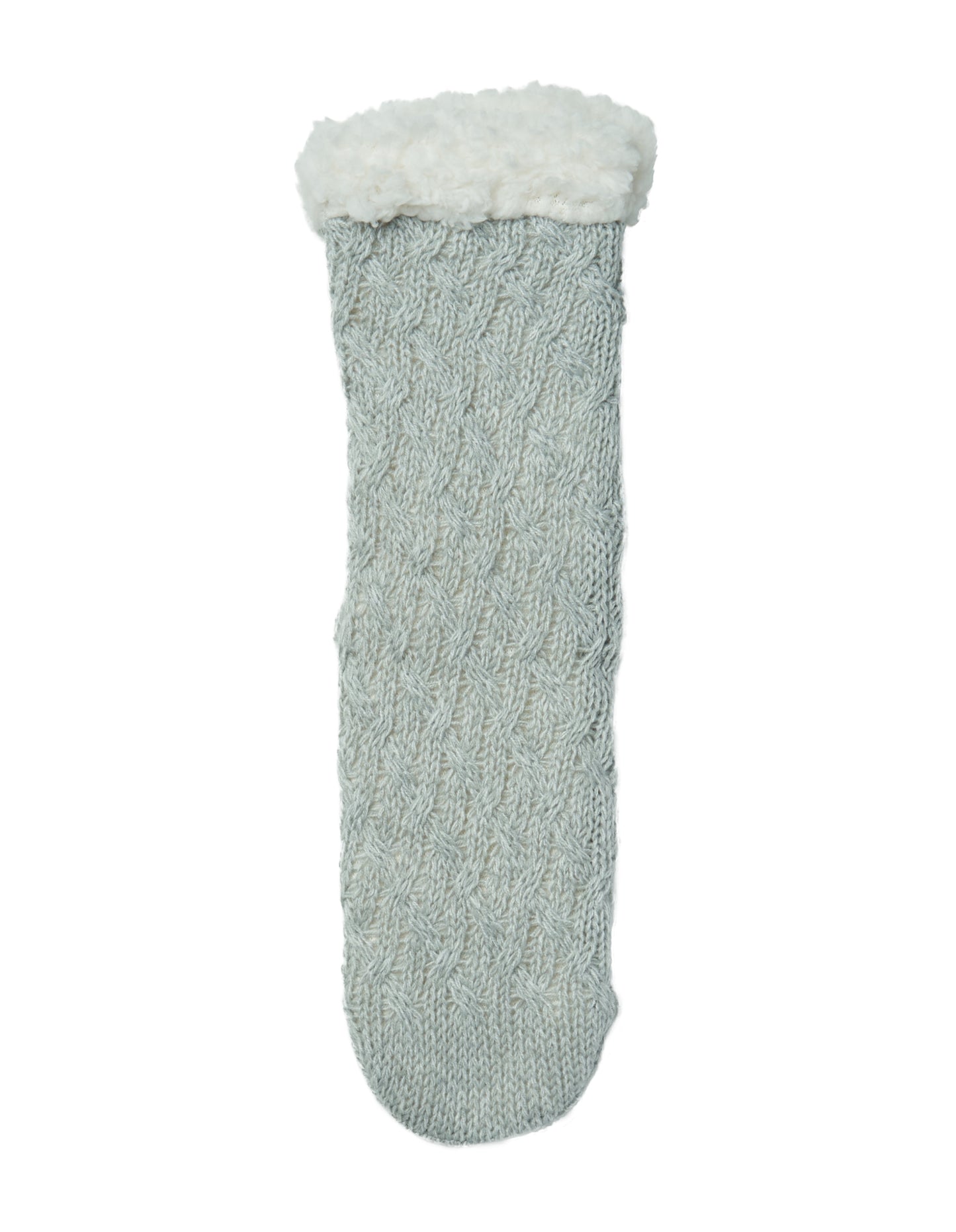 Top of Simon de Winter Women's Sherpa Lined Cable Home Socks in Cloud Grey