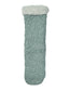 Full length of Simon de Winter Women's Sherpa Lined Cable Home Socks in Mineral Blue