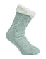 Side of Simon de Winter Women's Sherpa Lined Cable Home Socks in Mineral Blue