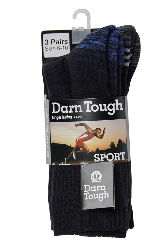 3 Pack Darn Tough Men's Sports Crew Socks in Black